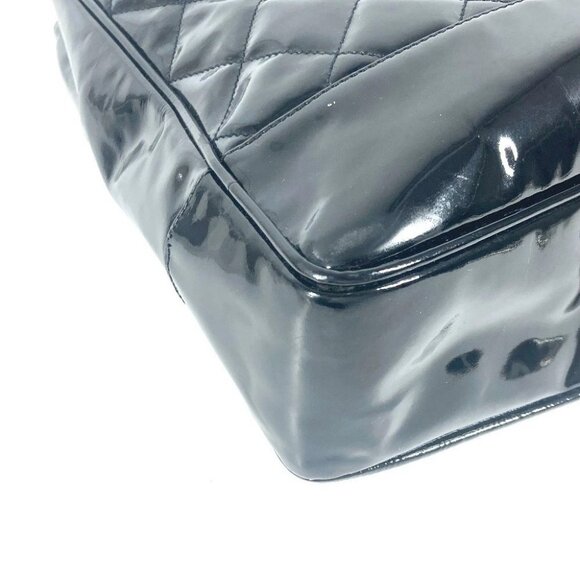 CHANEL Quilted Double Chain Bag Shoulder Bag enamel Black/Gold - Picture 4 of 15